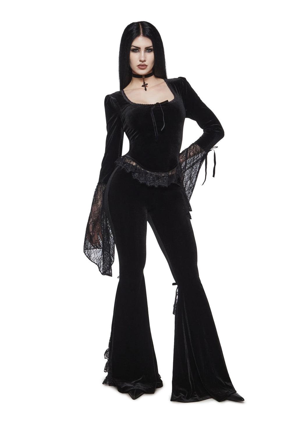 Full Vampire Velvet Flare Pants