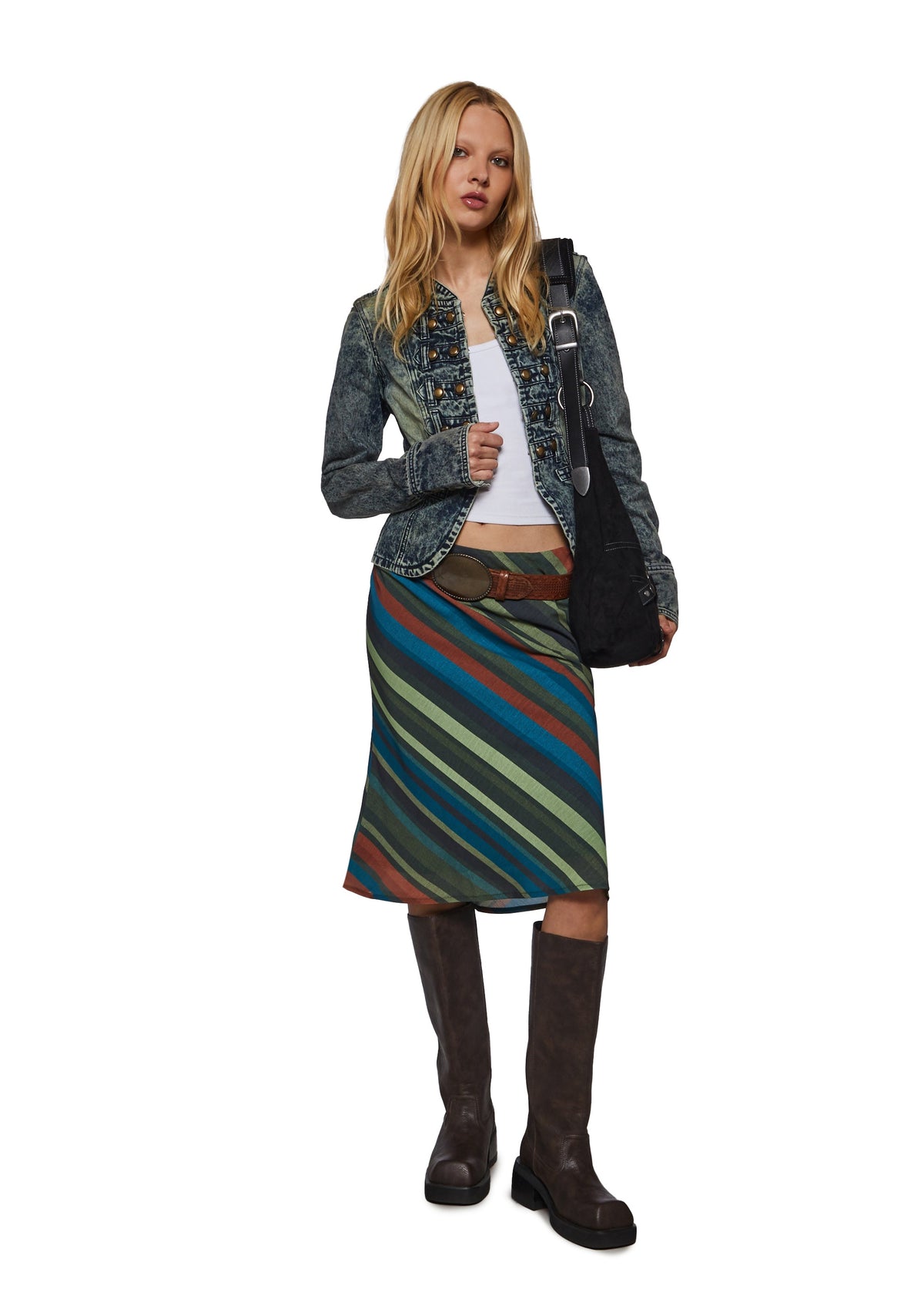 Uptown Stripe Midi Skirt