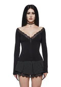 Bonnie Lace Trim Long Sleeve Top