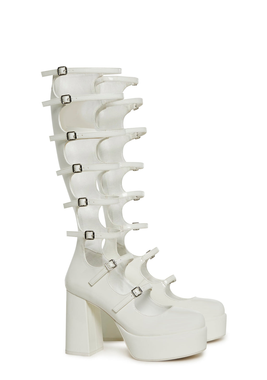 Modern Romance Knee High Platform Maryjane - White