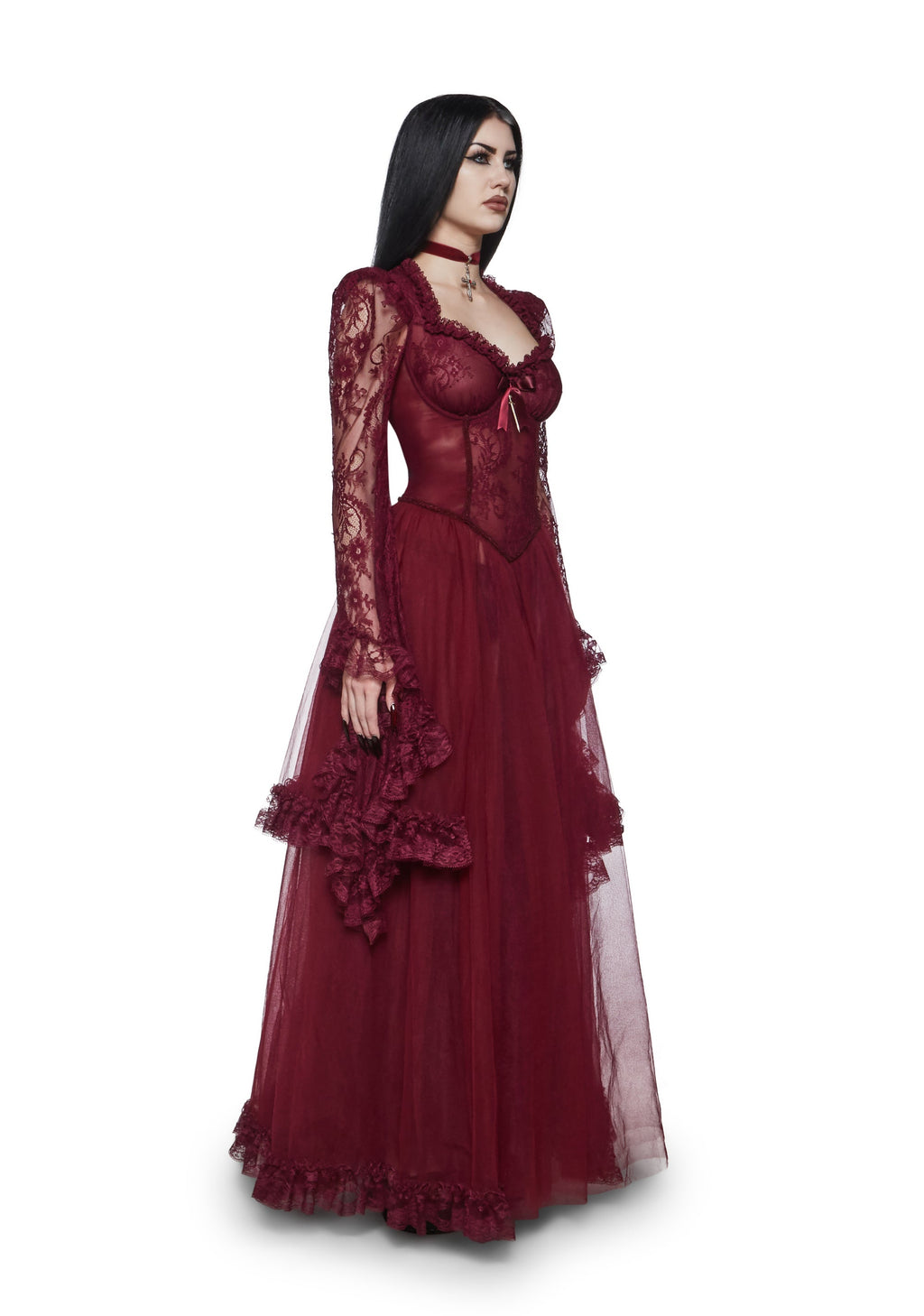 Dance With Death Maxi Dress - Burgundy