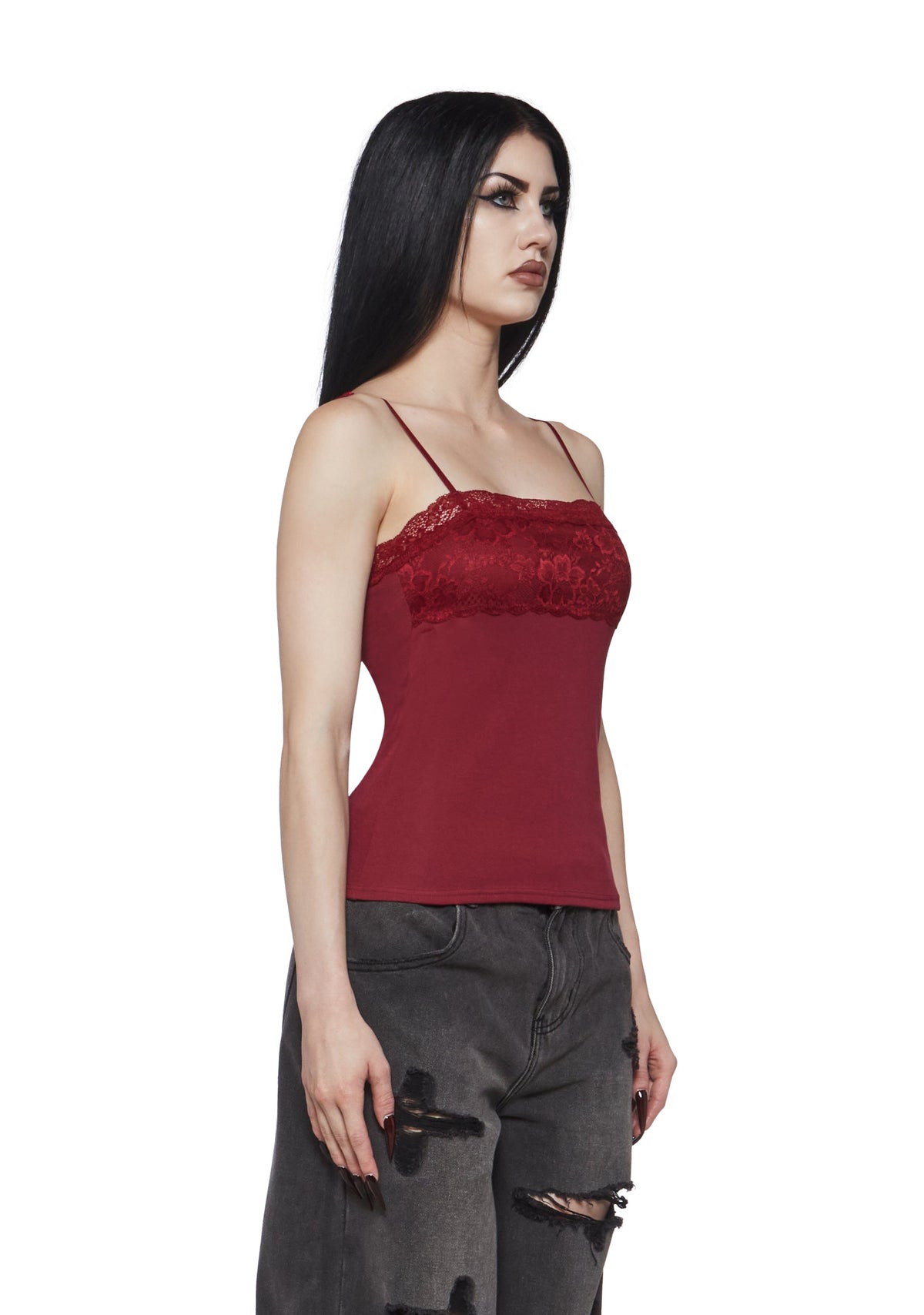 Harper Lace Trim Cami - Red
