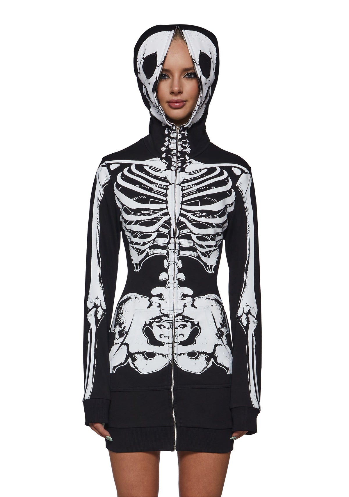 Skelly Zip Up Hoodie Dress