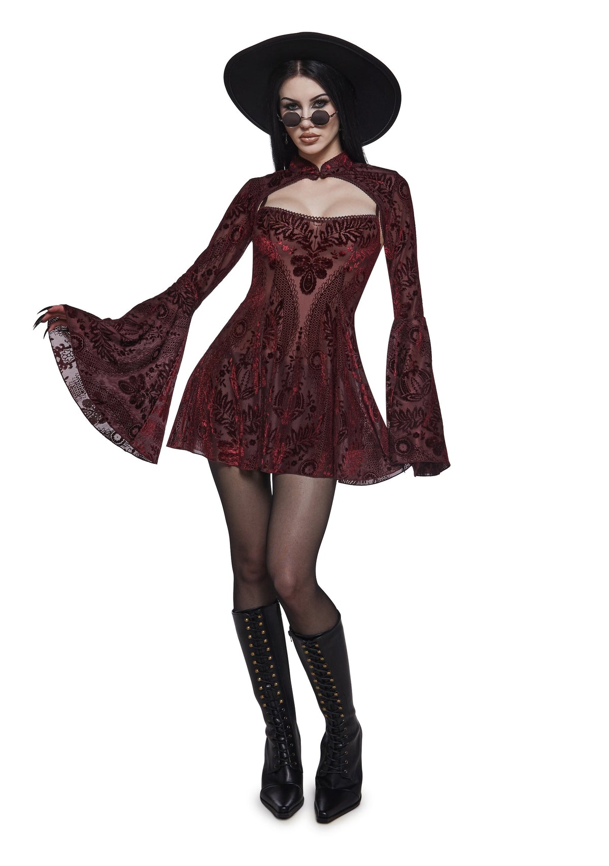 Druid’s Sister Mini Dress And Shrug Set - Wine